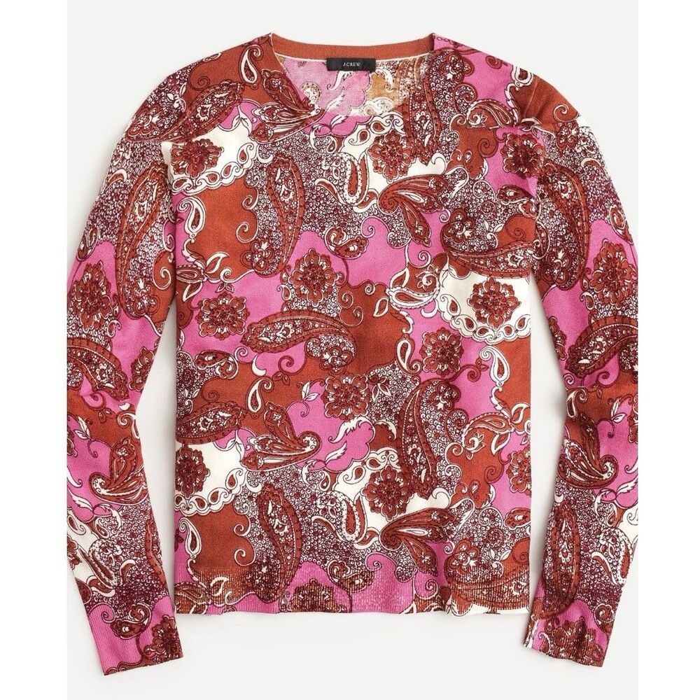 J. Crew Paisley 100% Merino Wool Margot Sweater Size M